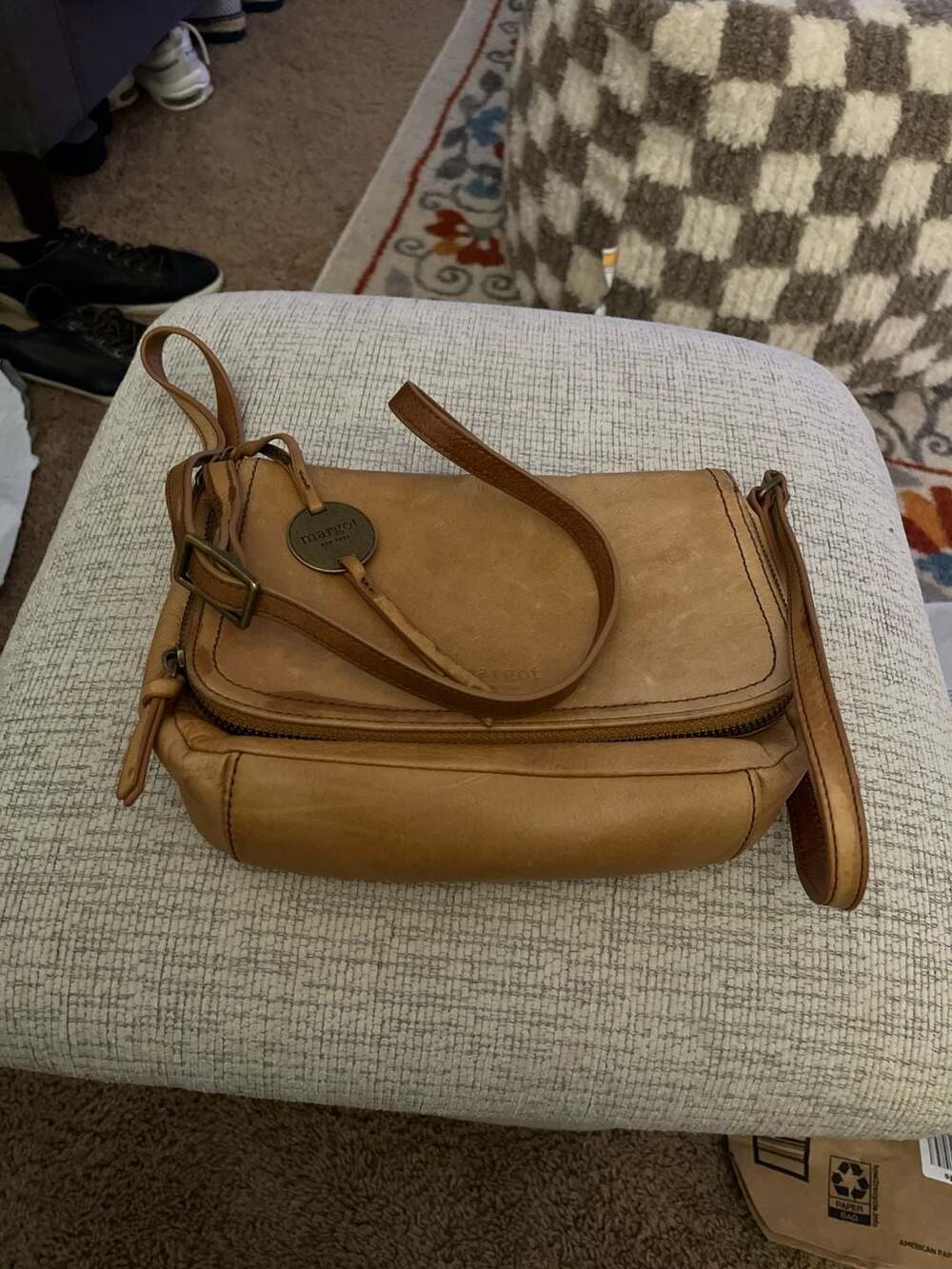 Margot New York Tan Leather Crossbody Bag